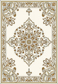 Antique Gold Floral Medallion Border Rug