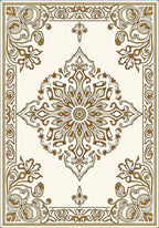 Antique Gold Floral Medallion Border Rug