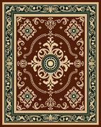 Brown and Cream Ornamental Medallion Rug