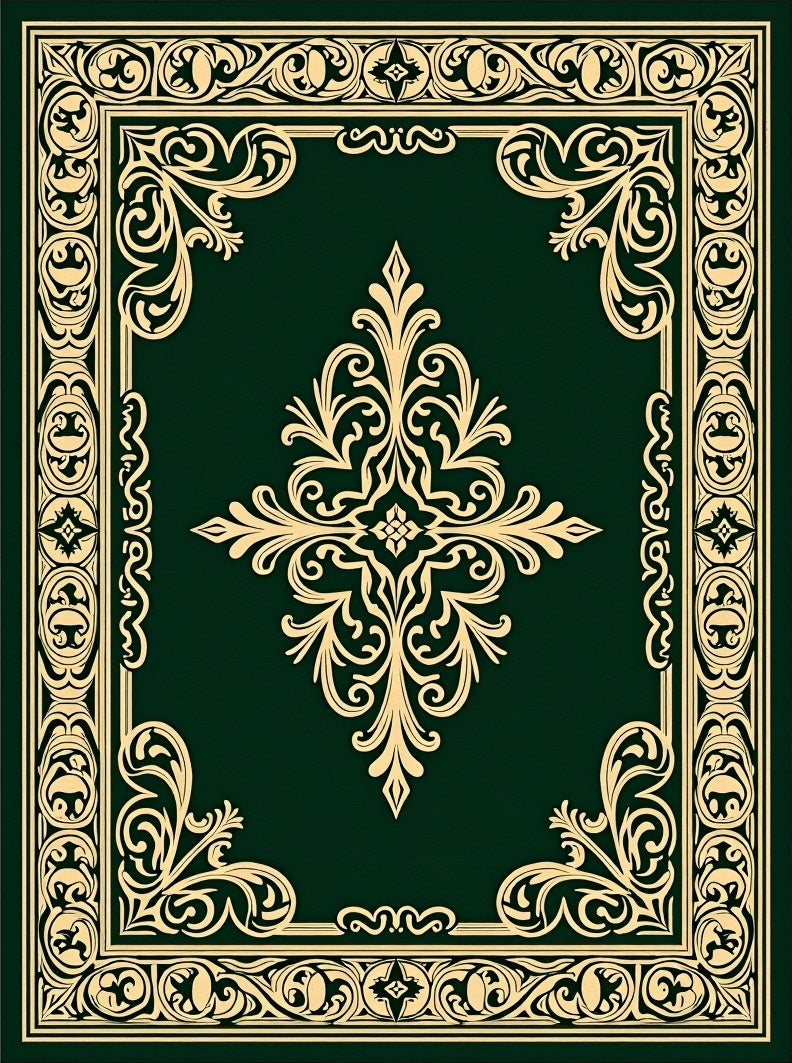 Emerald Golden Floral Scroll Rug
