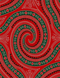 Crimson Green Swirl Folk Art Rug