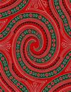Crimson Green Swirl Folk Art Rug