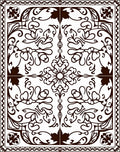 Dark Brown Ornate Scrollwork Medallion Rug