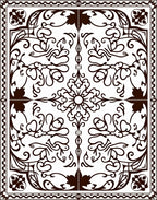 Dark Brown Ornate Scrollwork Medallion Rug