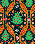 Festive Green Christmas Tree Ornament Rug