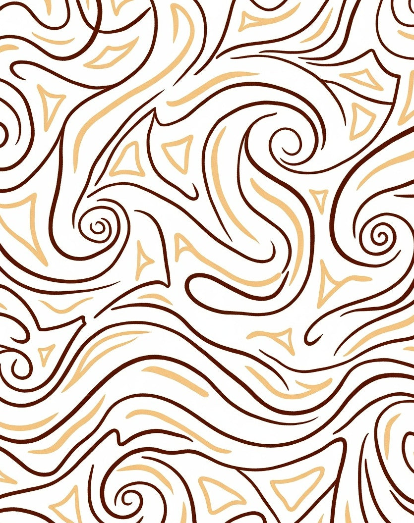 Swirling Waves Brown and Gold Rug