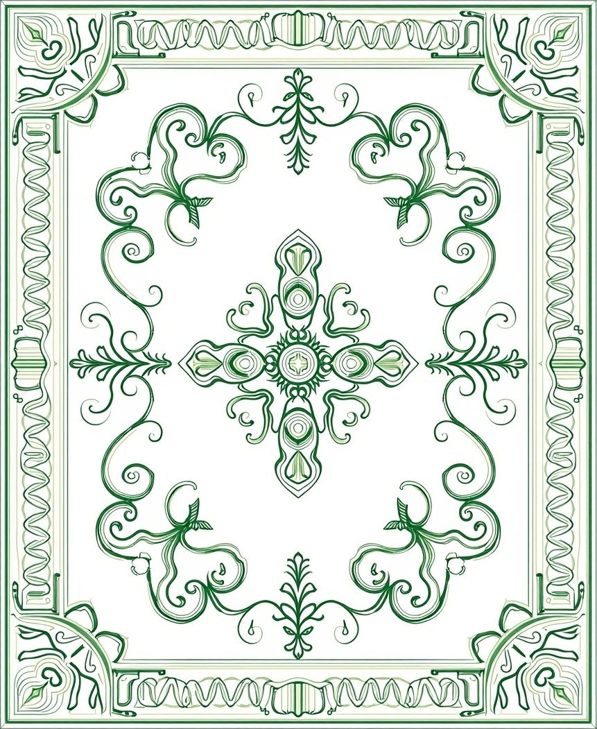 Emerald Green Floral Medallion Rug