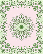 Soft Green Floral Mandala Garden Rug