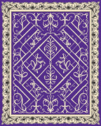 Royal Purple Ornate Laurel Wreath Rug