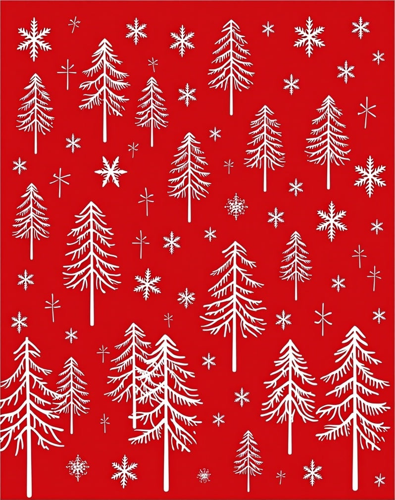 White Evergreen Forest Snowfall Rug