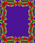 Festive Holly Berry Red Bow Border Rug