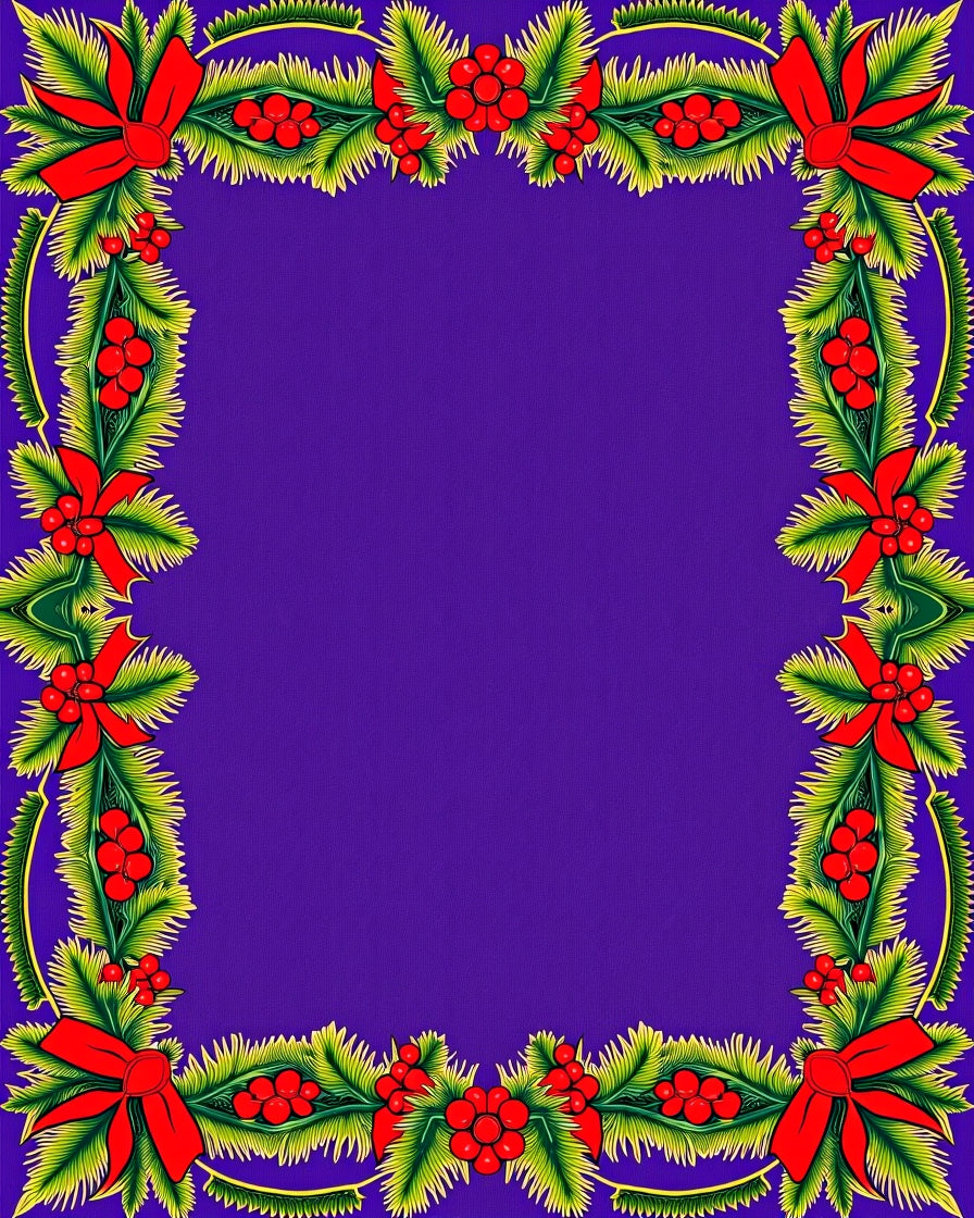 Festive Holly Berry Red Bow Border Rug