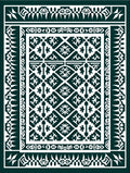 Dark Teal Geometric Lattice Medallion Repeat Rug