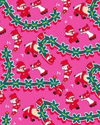 Red Festive Garland Cartoon Characters Rug