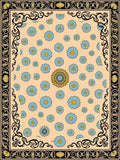 Peach Blue Daisy Scatter Border Rug
