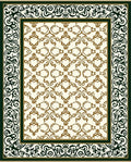 Elegant Ivory Bronze Scroll Border Rug