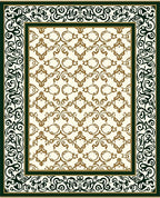 Elegant Ivory Bronze Scroll Border Rug