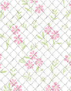 Pastel Pink Floral Quilted Lattice Rug