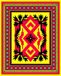 Bold Red Yellow Floral Geometric Rug