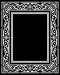 Elegant Black White Scrollwork Frame Rug