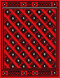 Bold Red Geometric Diamond Inlay Rug
