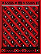 Bold Red Geometric Diamond Inlay Rug