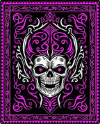 Gothic Pink Skull Tribal Swirl Rug