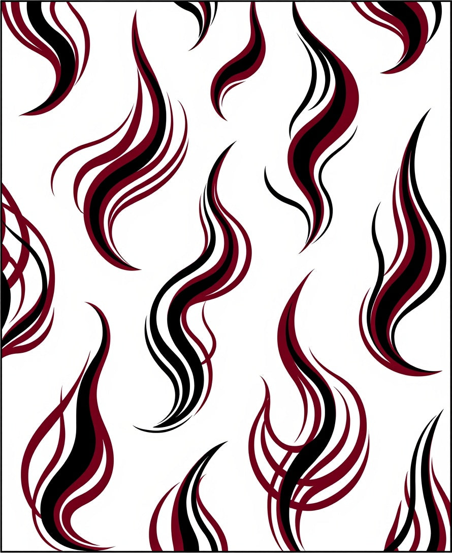 Crimson Black Swirling Flames Rug