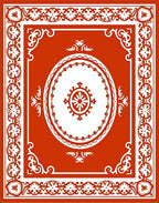 Crimson and White Medallion Border Rug
