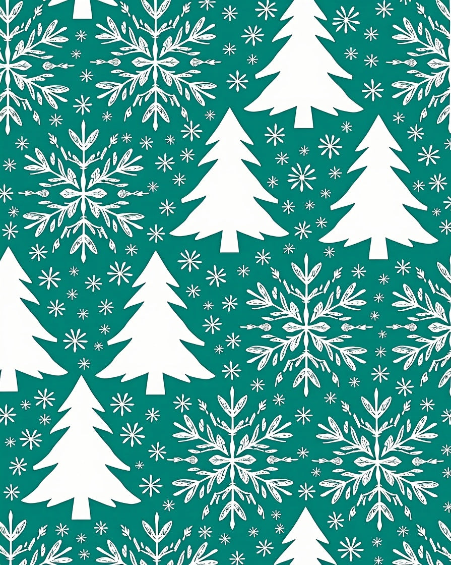 Teal Snowflake Christmas Tree Repeat Rug
