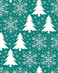 Teal Snowflake Christmas Tree Repeat Rug