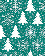 Teal Snowflake Christmas Tree Repeat Rug