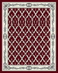 Crimson Cream Interlocking Diamond Frame Rug