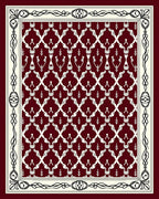 Crimson Cream Interlocking Diamond Frame Rug
