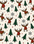 Cute Woodland Reindeer with Festive Trees Rug