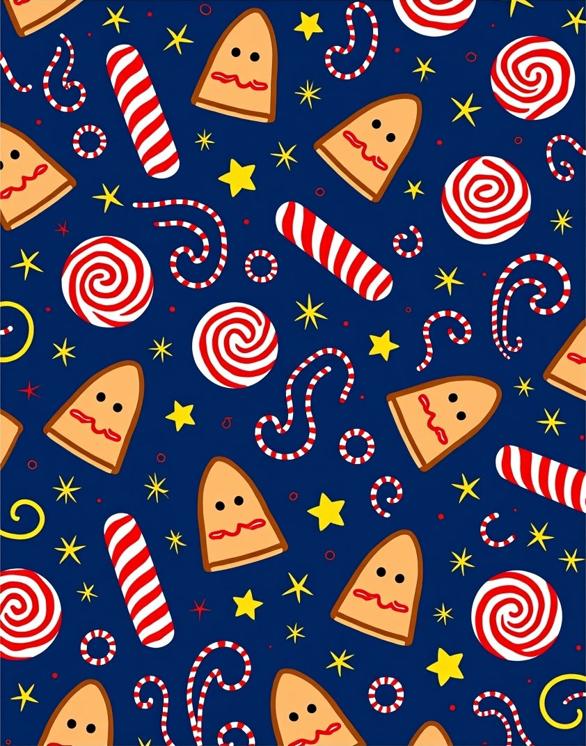 Festive Gingerbread Candy Star Rug