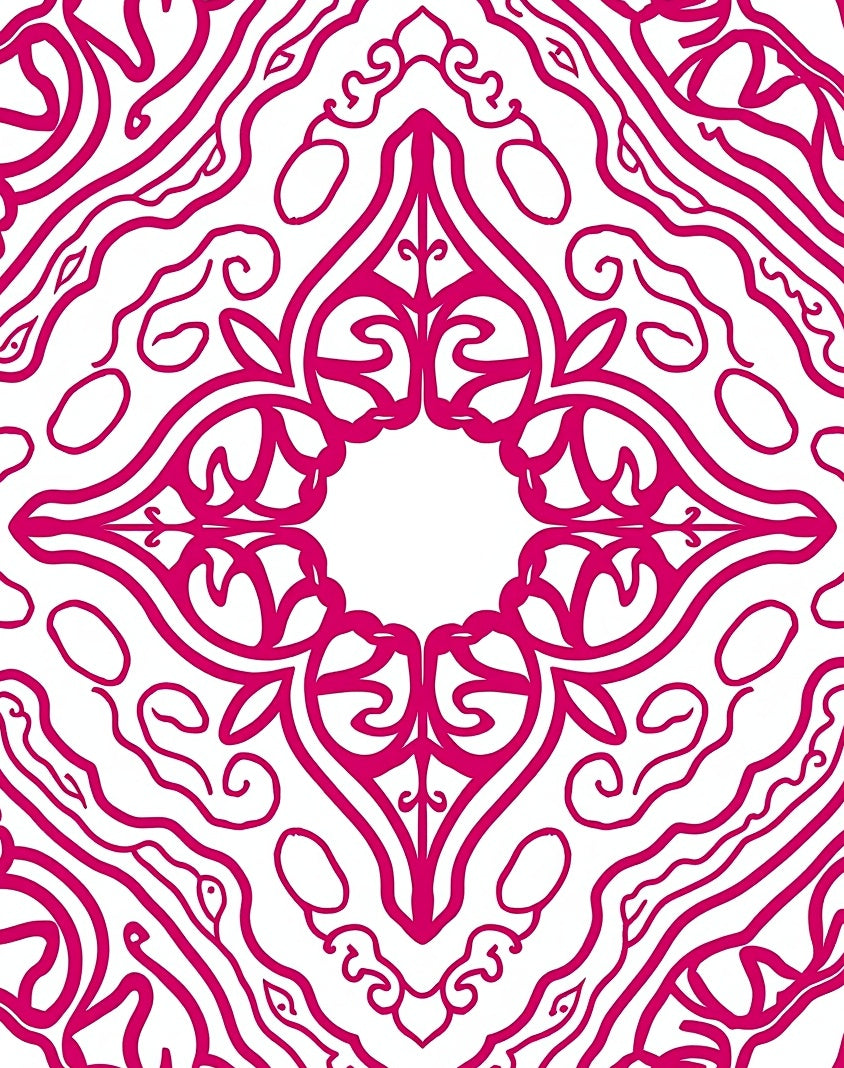 Vibrant Hot Pink Medallion Arabesque Rug