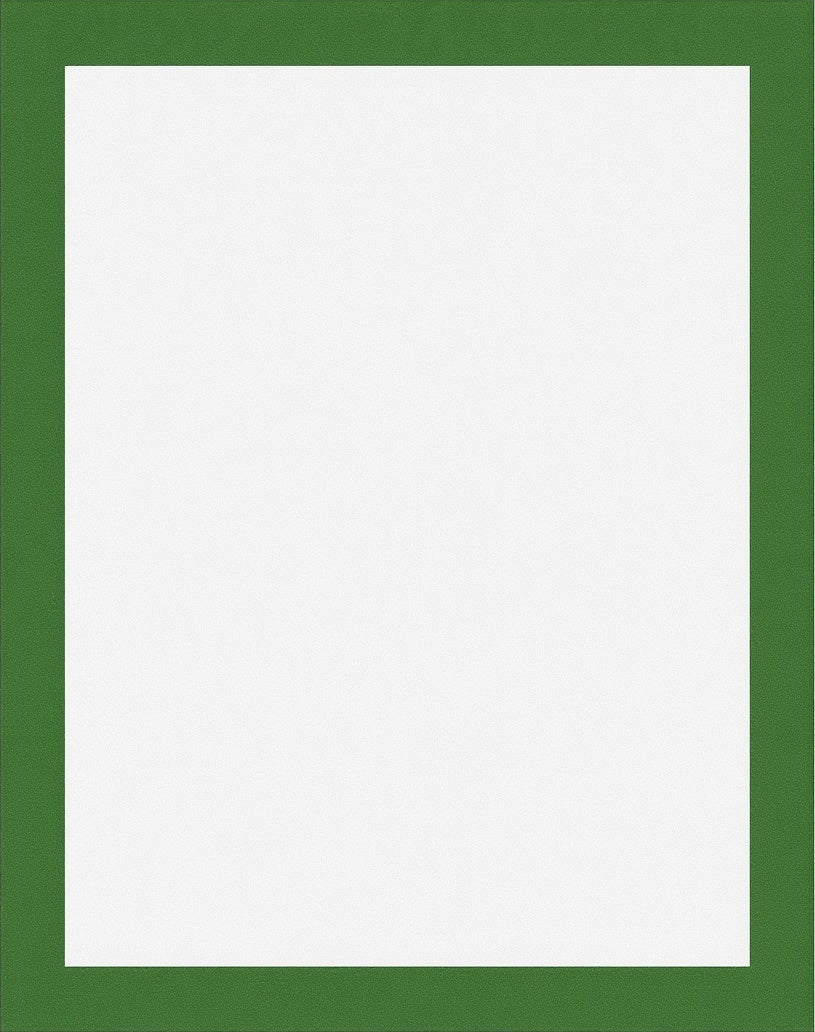Simple Emerald Border White Canvas Rug