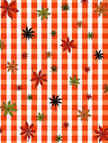 Orange White Gingham Maple Leaf Scatter Rug