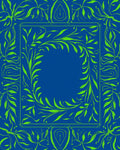 Royal Blue Green Vine Scroll Frame Rug