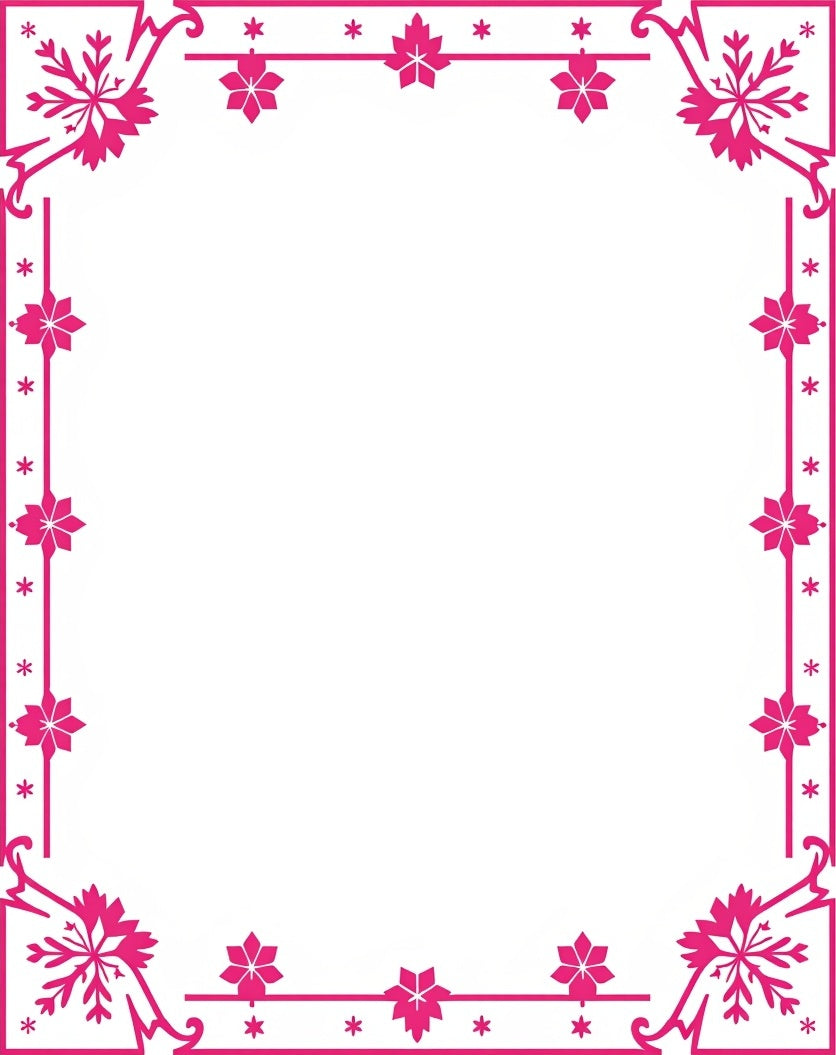 Hot Pink Snowflake Festive Border Rug