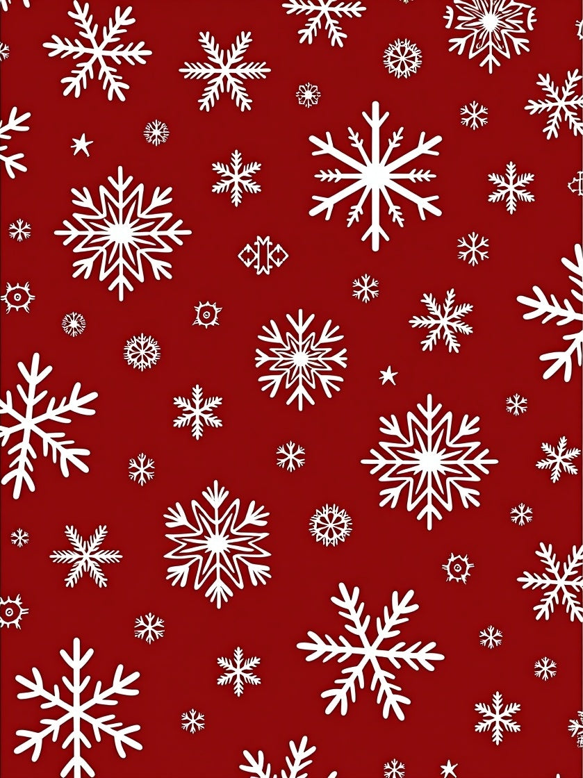 Crimson White Snowflake Sprinkle Background Rug