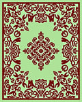 Crimson Floral Medallion Light Green Rug