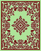 Crimson Floral Medallion Light Green Rug