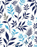 Deep Blue and Cyan Leafy Branches Rug