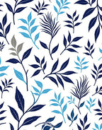 Deep Blue and Cyan Leafy Branches Rug