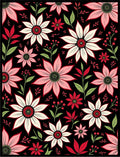 Bold Floral Botanical Red White Rug