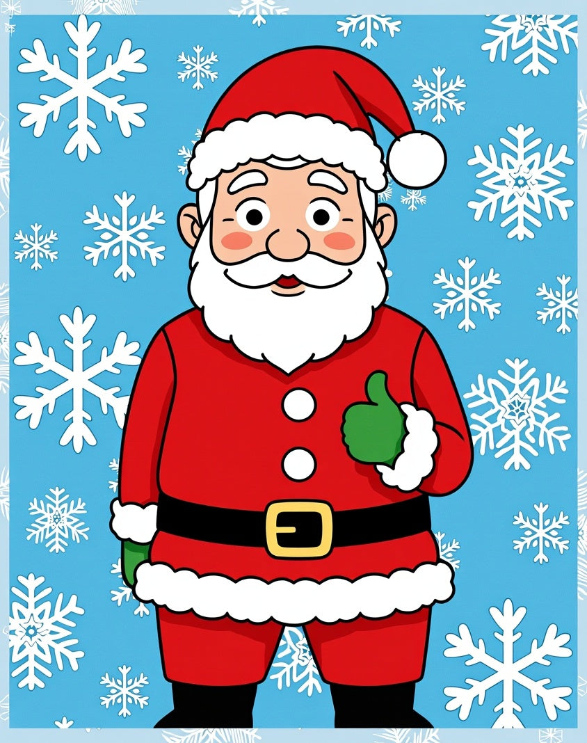 Festive Santa Claus Snowflakes Background Rug