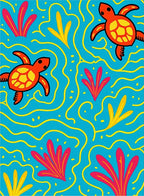 Oceanic Turtle Coral Swirls Rug