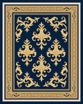 Deep Blue Gold Floral Frame Rug